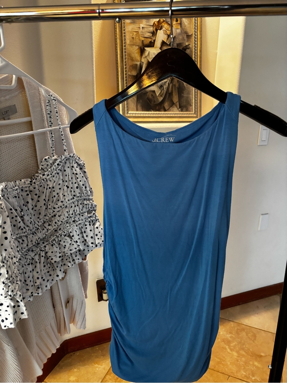 J. Crew Women's Blue Side Ruched Tank Top